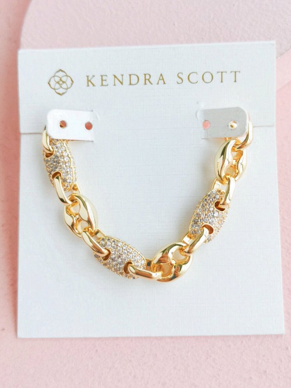 Kendra Scott - Bailey White CZ Gold Pave Chain Bracelet - NEW